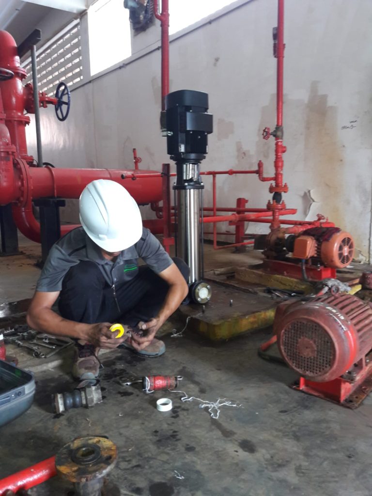 Industrial pump maintenance and mechanical servicing support works in Singapore operational facility.
